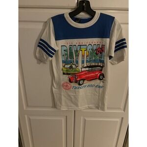 Vintage Daytona 88 Turkey Rod Run T‎ Shirt Endless Summer Blue White Small